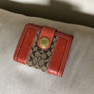 Coach signature wallet khaki and orange